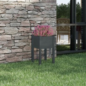 Jardinera de madera maciza de pino gris 40x40x70 cm