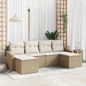 Conjunto de Comedor de Jardín con cojín 6 pcs Beige y Crema Conjunto de Comedor de Jardín con cojín 6 pcs Beige y Crema