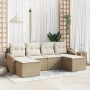 Conjunto de Comedor de Jardín con cojín 6 pcs Beige y Crema