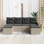 Conjunto de Comedor de Jardín con cojín 6 pcs Gris Claro