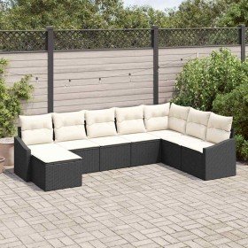 Conjunto de Comedor de Jardín con cojín 8 pcs Negro y crema Conjunto de Comedor de Jardín con cojín 8 pcs Negro y crema