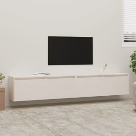 Armario de pared 2 uds madera maciza de pino blanco 100x30x35cm by vidaXL, Shelves and shelves - Ref: Foro24-813468, Price: 1...