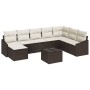Conjunto de Comedor de Jardín con cojín 9 pcs Marrón y crema