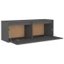 Gray solid pine wood wall cabinet 100x30x35 cm by vidaXL, Shelves and shelves - Ref: Foro24-813469, Price: 65,62 €, Discount: %