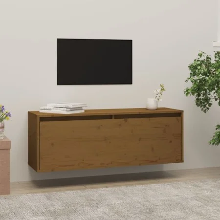Massives Kiefernholz-Wandregal in Honigbraun 100x30x35 cm von vidaXL, Regale und Regale - Ref: Foro24-813471, Preis: 64,99 €,...