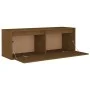 Armario de pared madera maciza de pino marrón miel 100x30x35 cm by vidaXL, Shelves and shelves - Ref: Foro24-813471, Price: 6...