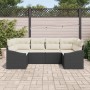 Conjunto de sofá de jardín con cojín 6 pcs Negro y crema