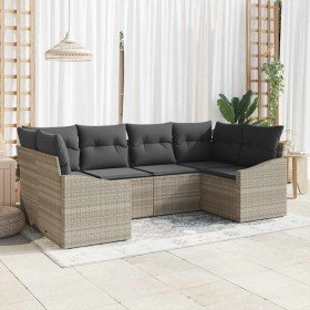 Conjunto de sofá de jardín con cojín 6 pcs Gris Claro Conjunto de sofá de jardín con cojín 6 pcs Gris Claro