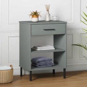 Console cabinet metal legs solid pine wood gray OSLO by vidaXL, Side tables - Ref: Foro24-351001, Price: 47,52 €, Discount: %