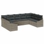 Conjunto de Comedor de Jardín con cojín 9 pcs Gris