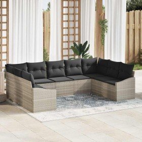 Conjunto de Comedor de Jardín con cojín 9 pcs Gris Claro Conjunto de Comedor de Jardín con cojín 9 pcs Gris Claro