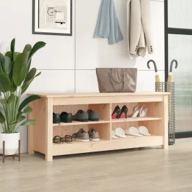 Solid pine wood shoe bench 110x38x45.5 cm by vidaXL, Shoe racks and shoe organizers - Ref: Foro24-813774, Price: 81,05 €, Dis...
