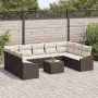 Conjunto de Comedor de Jardín con cojín 10 pcs Marrón y crema