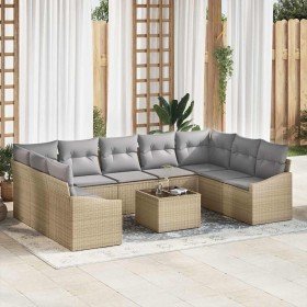Conjunto de Comedor de Jardín 10 pcs Beige y Gris Claro