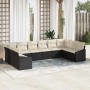Conjunto de Comedor de Jardín con cojín 10 pcs Negro y crema