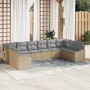Conjunto de Comedor de Jardín 10 pcs Beige y Gris Claro
