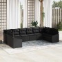 Conjunto de Comedor de Jardín con cojín 10 pcs Negro