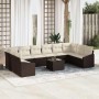Conjunto de Comedor de Jardín con cojín 11 pcs Marrón y crema