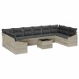 Conjunto de Comedor de Jardín con cojín 11 pcs Gris Claro