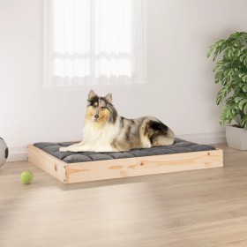 Cama para perros madera maciza de pino 91,5x64x9 cm