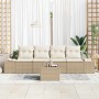 Conjunto de sofá de jardín 5 pcs Beige y Crema 55 x 55 x 37 cm