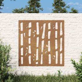 Adorno de pared de jardín acero corten diseño bambú 55x55 cm