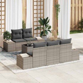 Conjunto de sofá de jardín con cojín 6 pcs Gris 55 x 55 x 37 cm Conjunto de sofá de jardín con cojín 6 pcs Gris 55 x 55 x 37 cm