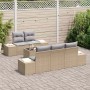 Conjunto de sofá de jardín 6 pcs Beige y gris 55 x 55 x 37 cm