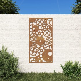 Adorno de pared de jardín acero corten rueda dentada 105x55 cm