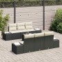 Conjunto de sofá de jardín 7 pcs Negro y crema 55 x 55 x 37 cm