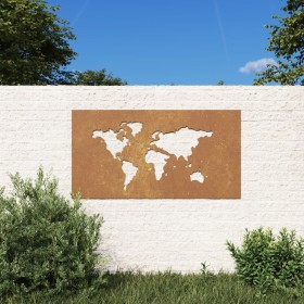 Adorno de pared jardín acero corten diseño mapamundi 105x55 cm