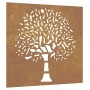 Adorno de pared de jardín acero corten diseño árbol 55x55 cm