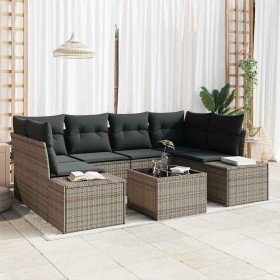 Conjunto de sofá de jardín con cojín 7 pcs Gris 55 x 55 x 37 cm