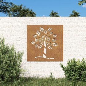 Adorno de pared de jardín acero corten diseño árbol 55x55 cm