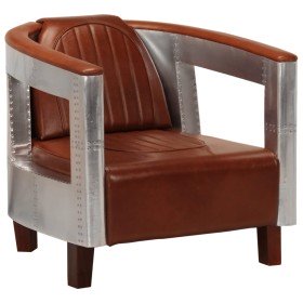 Sillon de aviador de cuero auténtico marrón Sillon de aviador de cuero auténtico marrón