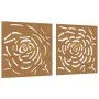 Garden wall ornament 2 pcs corten steel pink design 55x55 cm by vidaXL, Posters, prints and visual art - Ref: Foro24-824507, ...