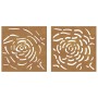 Adorno de pared jardín 2 uds acero corten diseño rosa 55x55 cm de vidaXL, Carteles, copias y arte visual - Ref: Foro24-824507...
