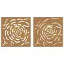 Adorno de pared jardín 2 uds acero corten diseño rosa 55x55 cm de vidaXL, Carteles, copias y arte visual - Ref: Foro24-824507...