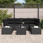 Conjunto de sofá de jardín Manual 7 pcs Negro 55 x 55 x 37 cm