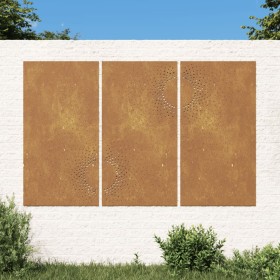 Adorno pared jardín 3 uds acero corten diseño sol 105x55 cm
