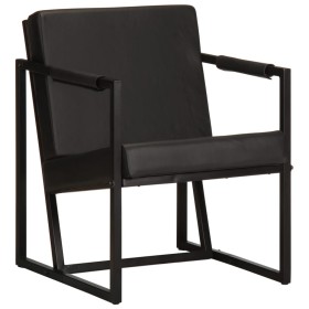 Sillón de cuero auténtico negro