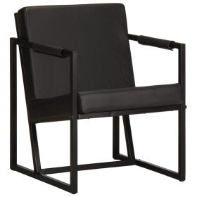 Sillón de cuero auténtico negro Sillón de cuero auténtico negro