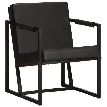 Sillón de cuero auténtico negro