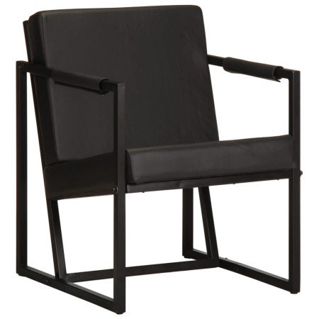 Sillón de cuero auténtico negro en Sillones | Comprar online en Foro24