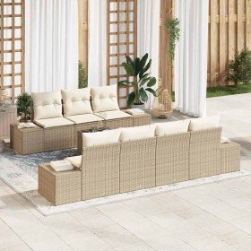 Conjunto de sofá de jardín 8 pcs Beige y Crema 55 x 55 x 37 cm Conjunto de sofá de jardín 8 pcs Beige y Crema 55 x 55 x 37 cm