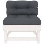 Zentrales Sofa mit massiven Kissen aus weißem Kiefernholz von vidaXL, Modulare Sofas für den Außenbereich - Ref: Foro24-82543...