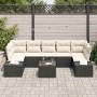 Conjunto de sofá de jardín 8 pcs Negro y crema 55 x 55 x 37 cm