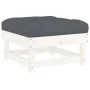 Garden stool with cushion made of solid white pine wood by vidaXL, Modular outdoor sofas - Ref: Foro24-825437, Price: 66,47 €...