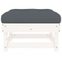 Gartenhocker mit Kissen massives Zirbenholz weiß von vidaXL, Modulare Sofas für den Außenbereich - Ref: Foro24-825437, Preis:...