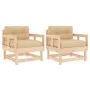 Garden armchairs with cushions 2 pcs solid pine wood by vidaXL, Modular outdoor sofas - Ref: Foro24-825443, Price: 164,74 €, ...